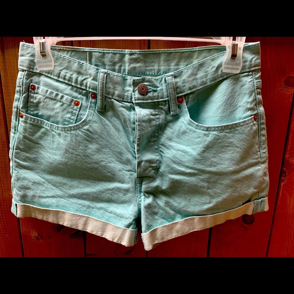 Levi’s Mint Denim Cuffed Shorts NWOT